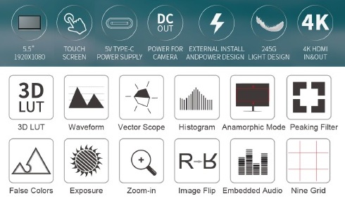 FEELWORLD F5 PROX 撮影補助機能