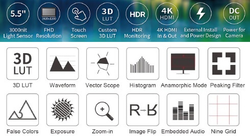 FEELWORLD LUT5 撮影補助機能